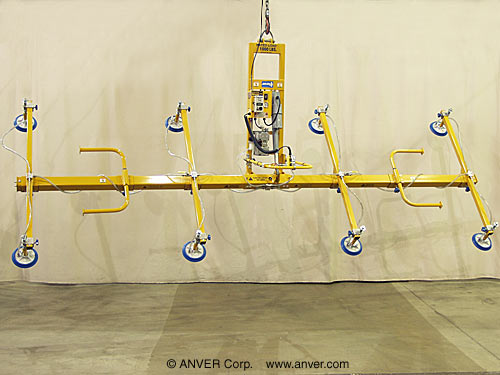 ANVER Electric Powered Eight Pad Lifter with Powered Tilt for Lifting & Tilting Steel Plates 20 ft x 8 ft (6.2 m x 2.4 m) up to 1000 lbs (454 kg)